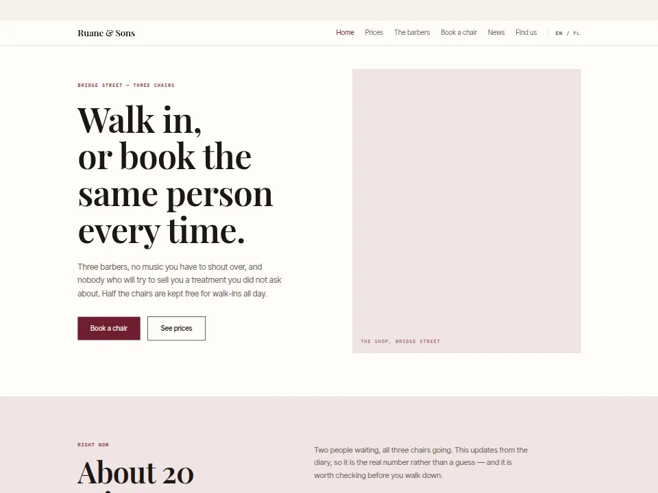 The Barber & Salon homepage