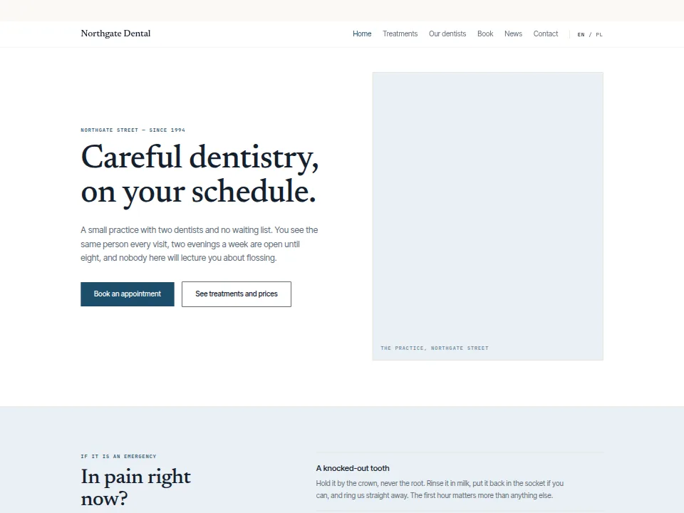 The Dental Clinic homepage