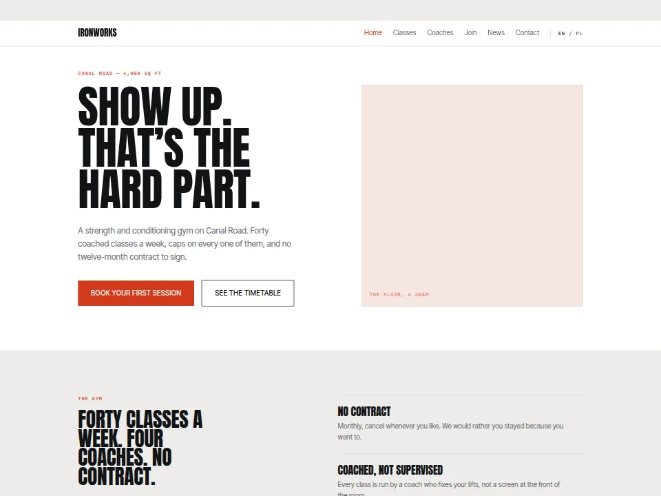 The Gym & Fitness Studio homepage