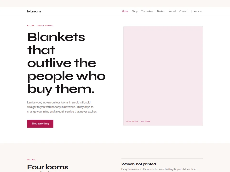 The Online Store homepage