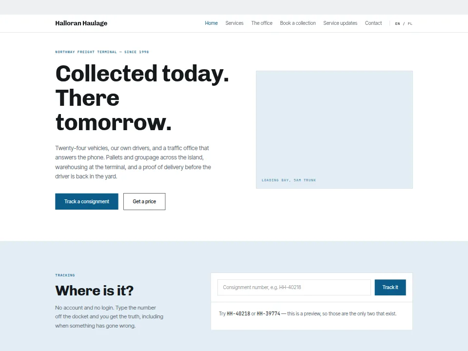 The Transport & Storage homepage